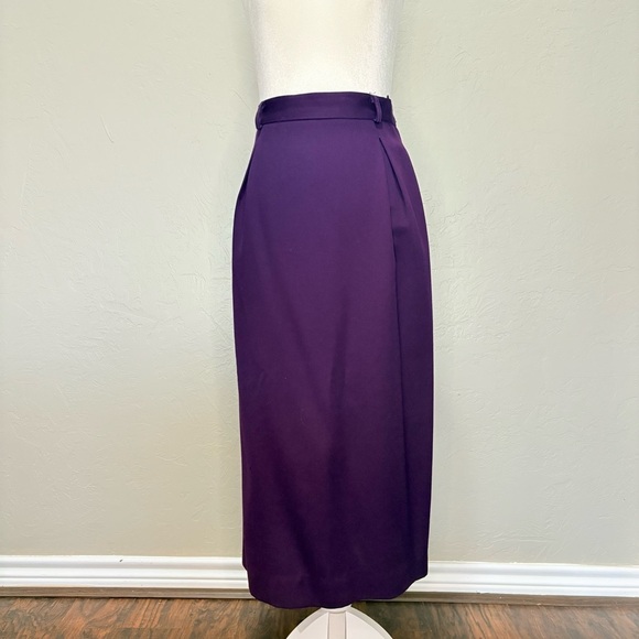 ❤️Vintage JH Collectibles 100% Wool Skirt Purple Midi High Waist Classic - Picture 10 of 13